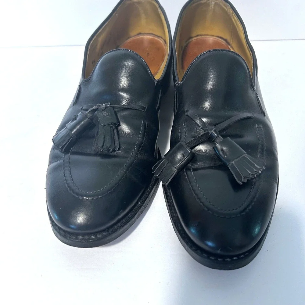 Allen Edmonds Grayson Tassel Loafer Men 9.5 Black Leather Dress Shoes USA Preppy